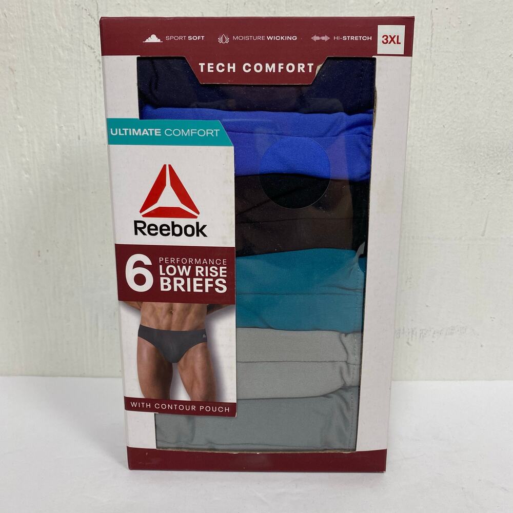 Reebok Performance Tech Comfort Low Rise Briefs Pack of 6 Size 3XL